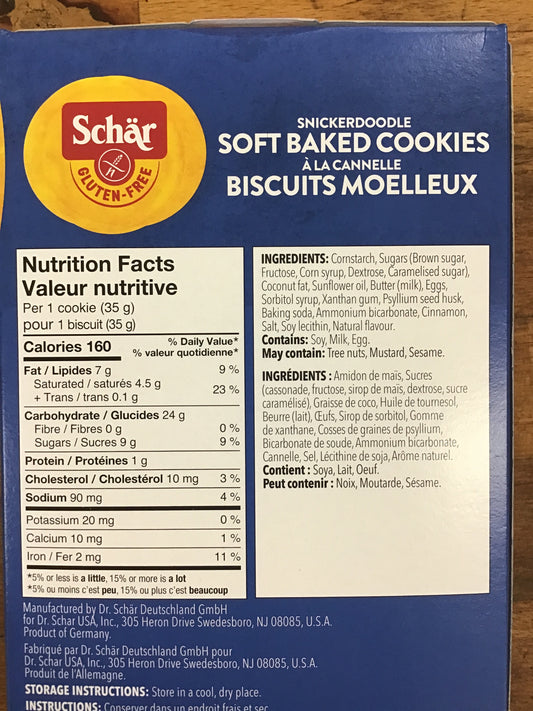 Snickerdoodle Soft Baked Cookies By Schar (was $9.49)