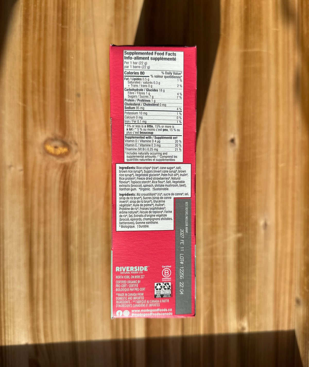Organic Strawberry Crispy Squares By Made Good