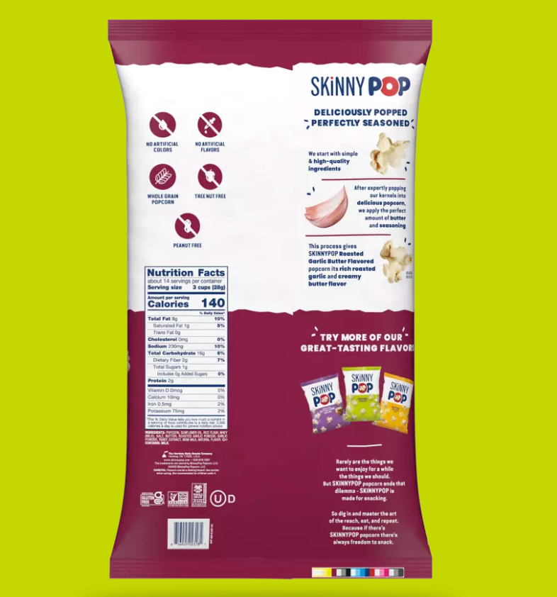 Skinny Popcorn Roasted Garlic Butter Flavoured