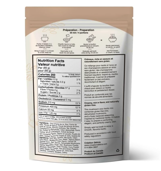 Gluten-Free Orzo-Based Risotto & Mushroom Mix By Création Delicia