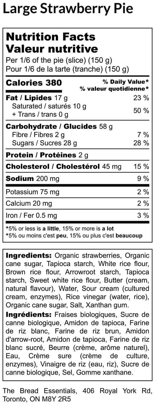 Organic Strawberry Pie (Large)