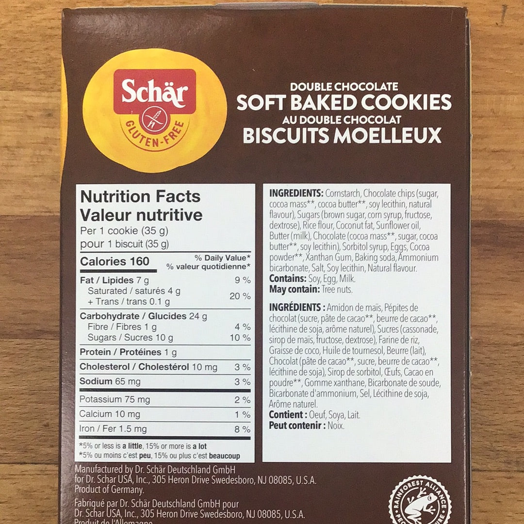 Double Chocolate Soft Baked Cookies By Schar