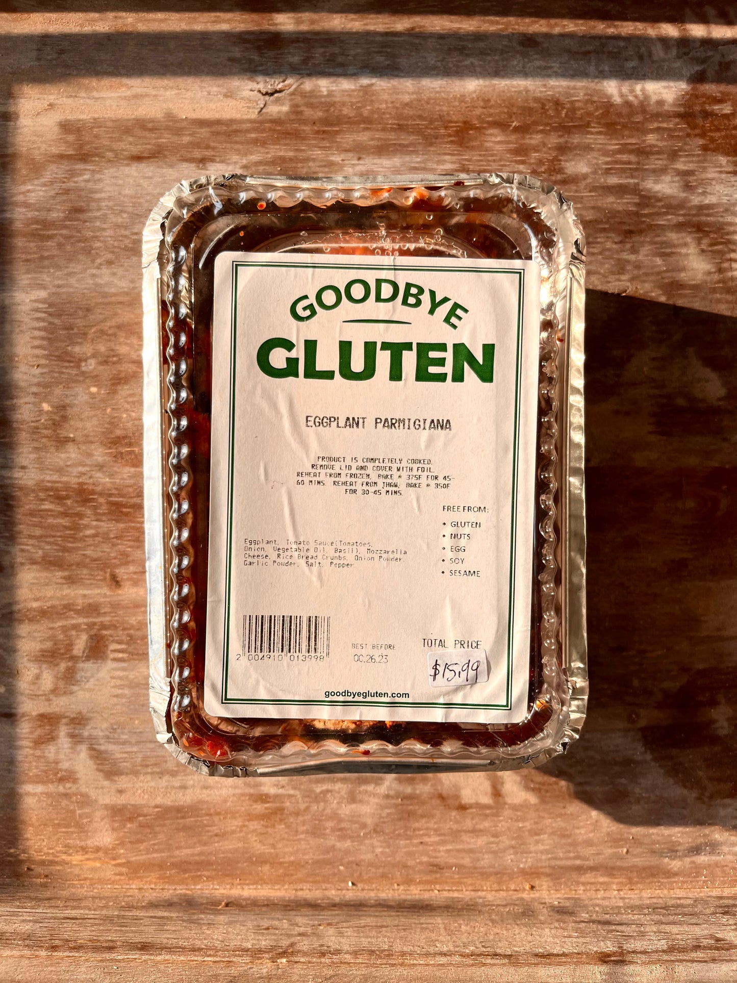 Eggplant Parmigiana By Goodbye Gluten