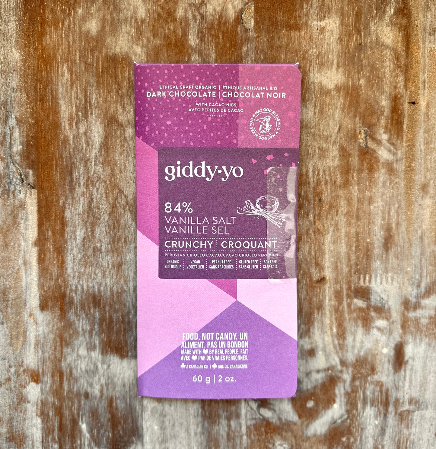 Craft Dark Chocolate - Vanilla Salt 84% By Giddy Yo