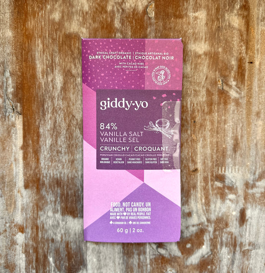 Craft Dark Chocolate - Vanilla Salt 84% By Giddy Yo