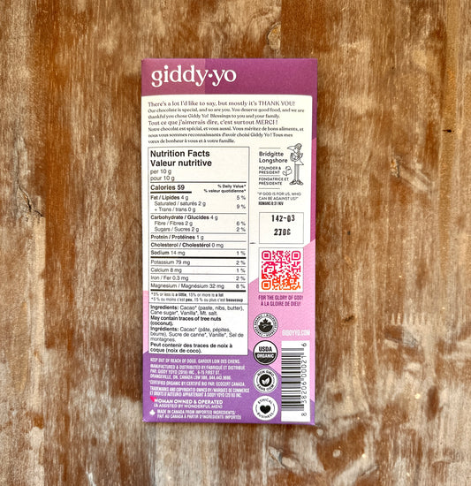 Craft Dark Chocolate - Vanilla Salt 84% By Giddy Yo