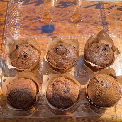 Zucchini Muffins (6) with Dark Chocolate Chips